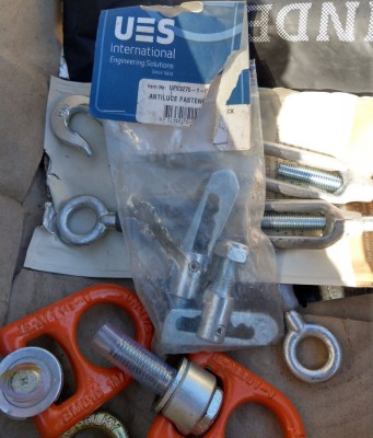 turnbuckles and collared eye bolts each corner